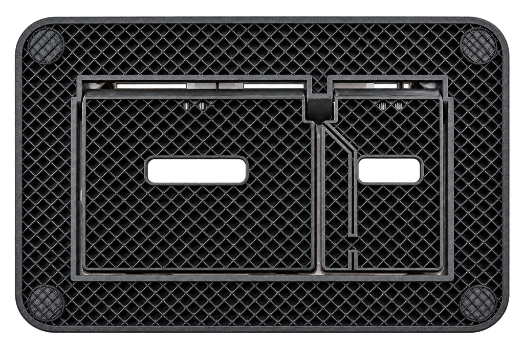 Concealed flush plate support frame, close-up