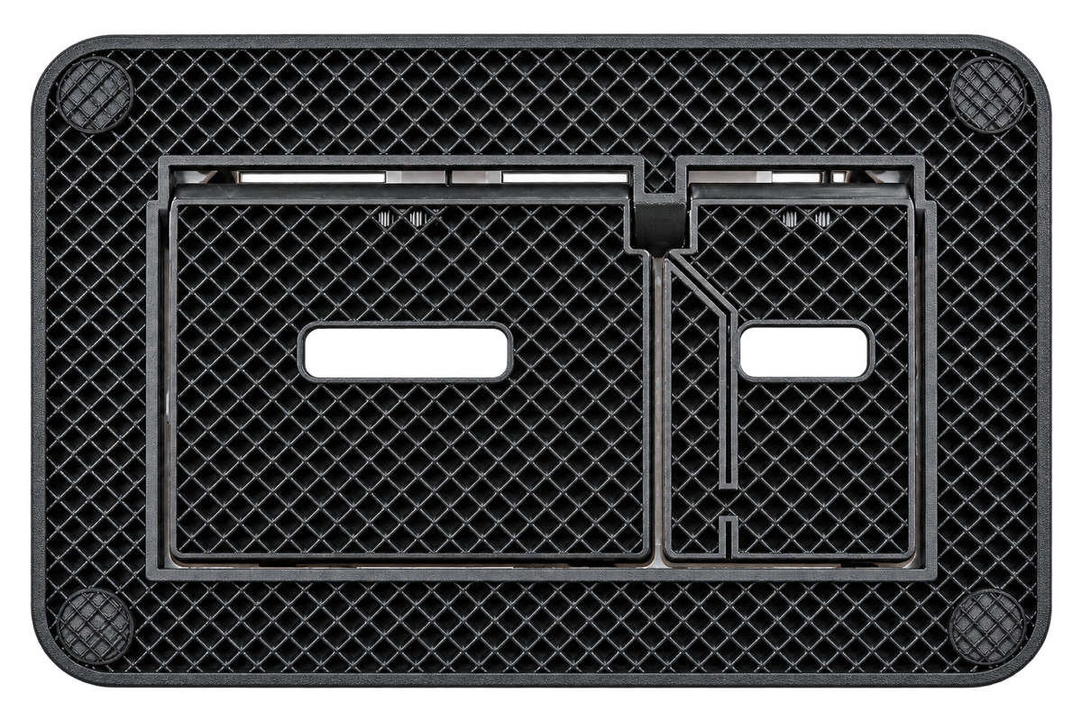 Concealed flush plate support frame, close-up